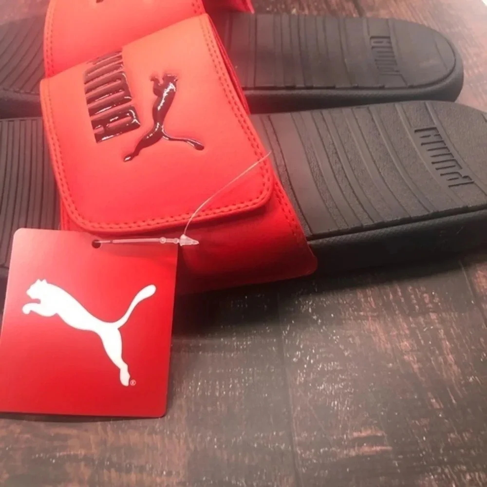 NWT Puma red and black slides activewear sporty streetwear